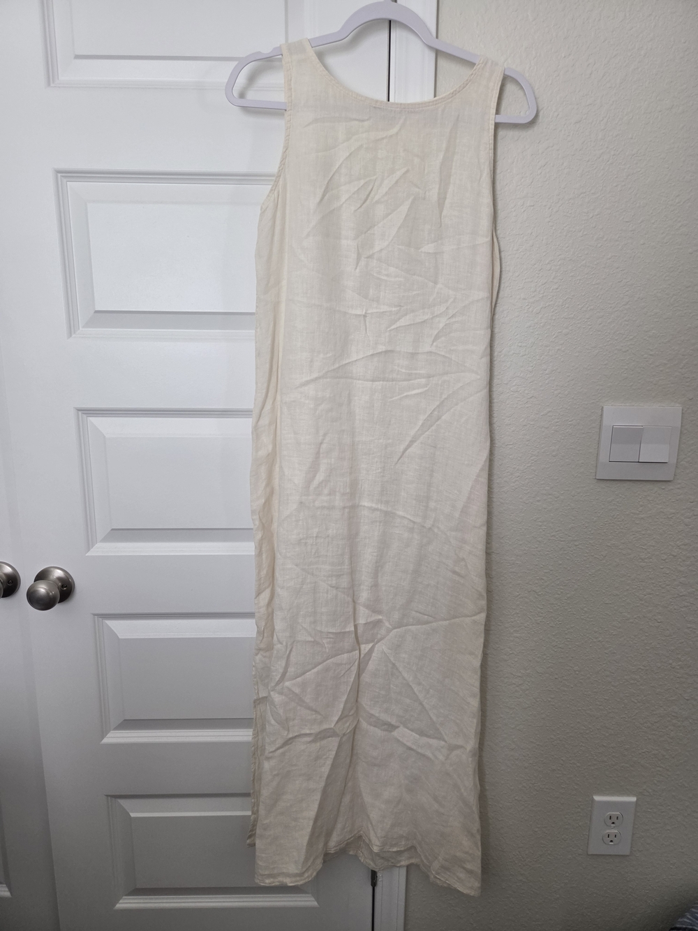 Women's Linen Cream Sleeveless Maxi Skirt